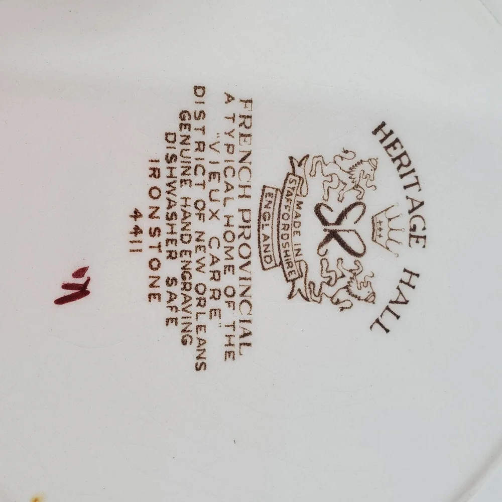 Heritage Hall French Provincial Plate New Orleans Vieux Carre Ironstone Brown